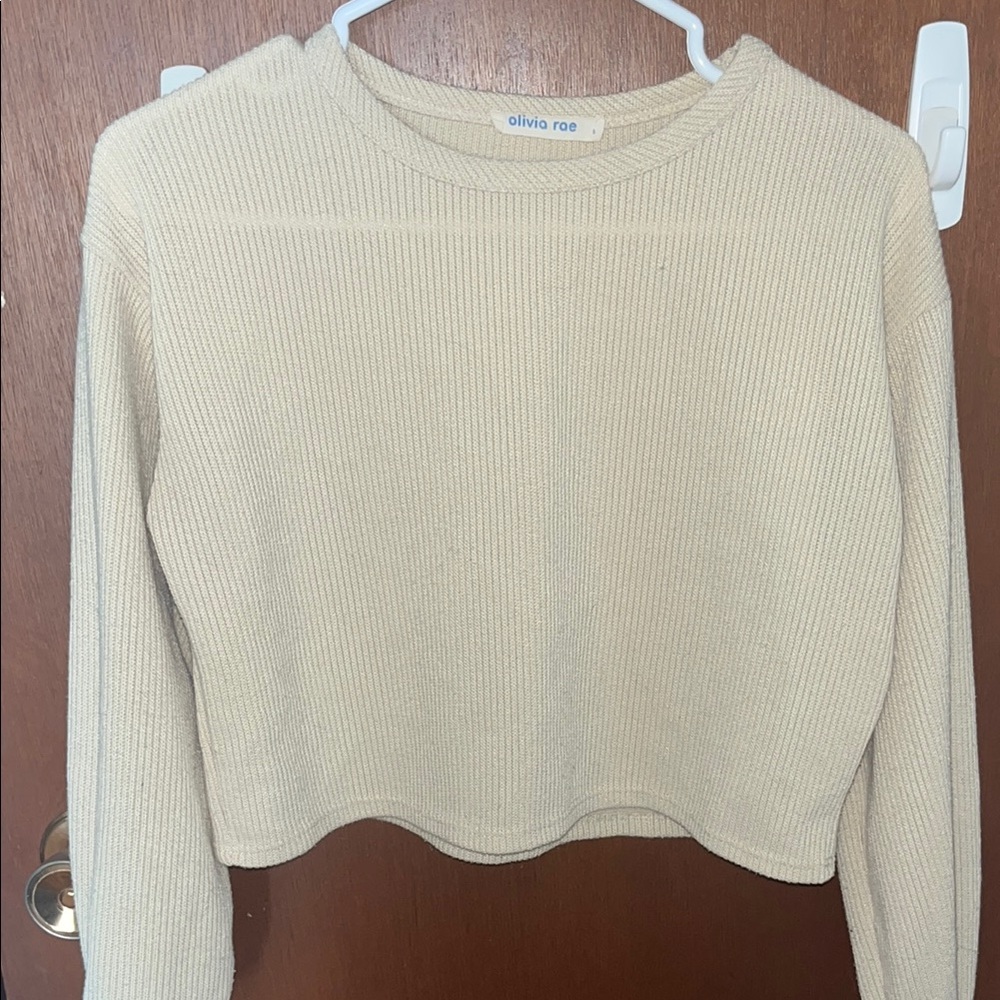 Olivia Rae Cream Ribbed Knit Top